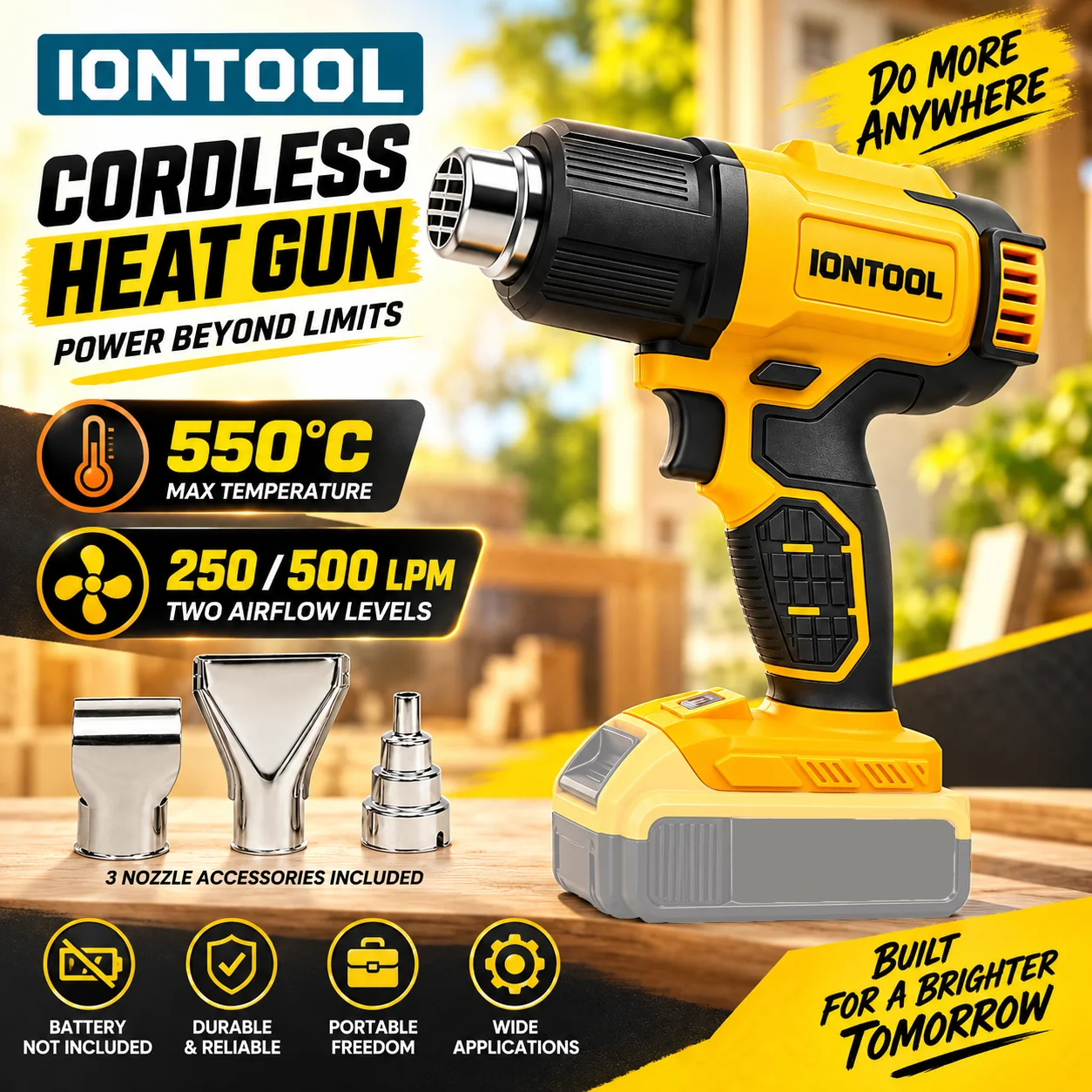 Cordless Heat Gun For Shrink Tubing - IONTOOL Bezprzewodowy opalarka 550 ℃ Wysokotemperaturowe
